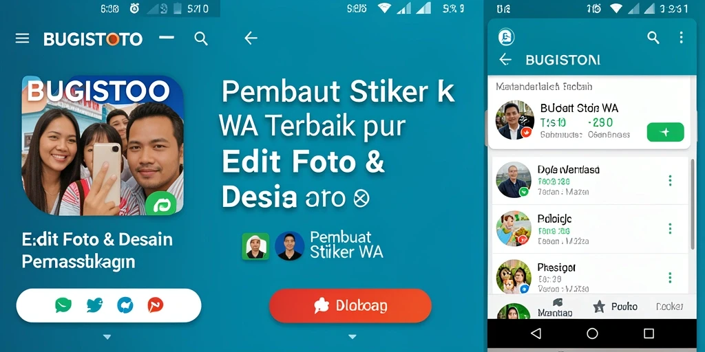Antarmuka pengguna BUGISTOTO menampilkan fitur Pembuat Stiker WA yang intuitif.