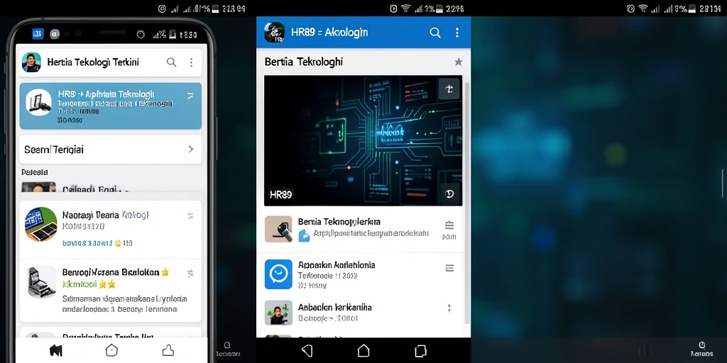 Antarmuka aplikasi HR89 dengan berita teknologi terkini.
