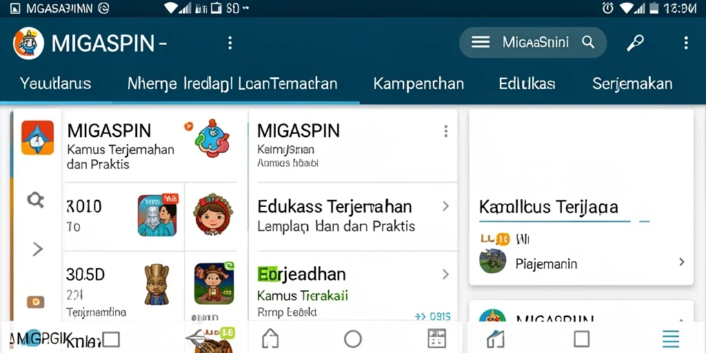Antarmuka pengguna MIGASPIN saat melakukan terjemahan.